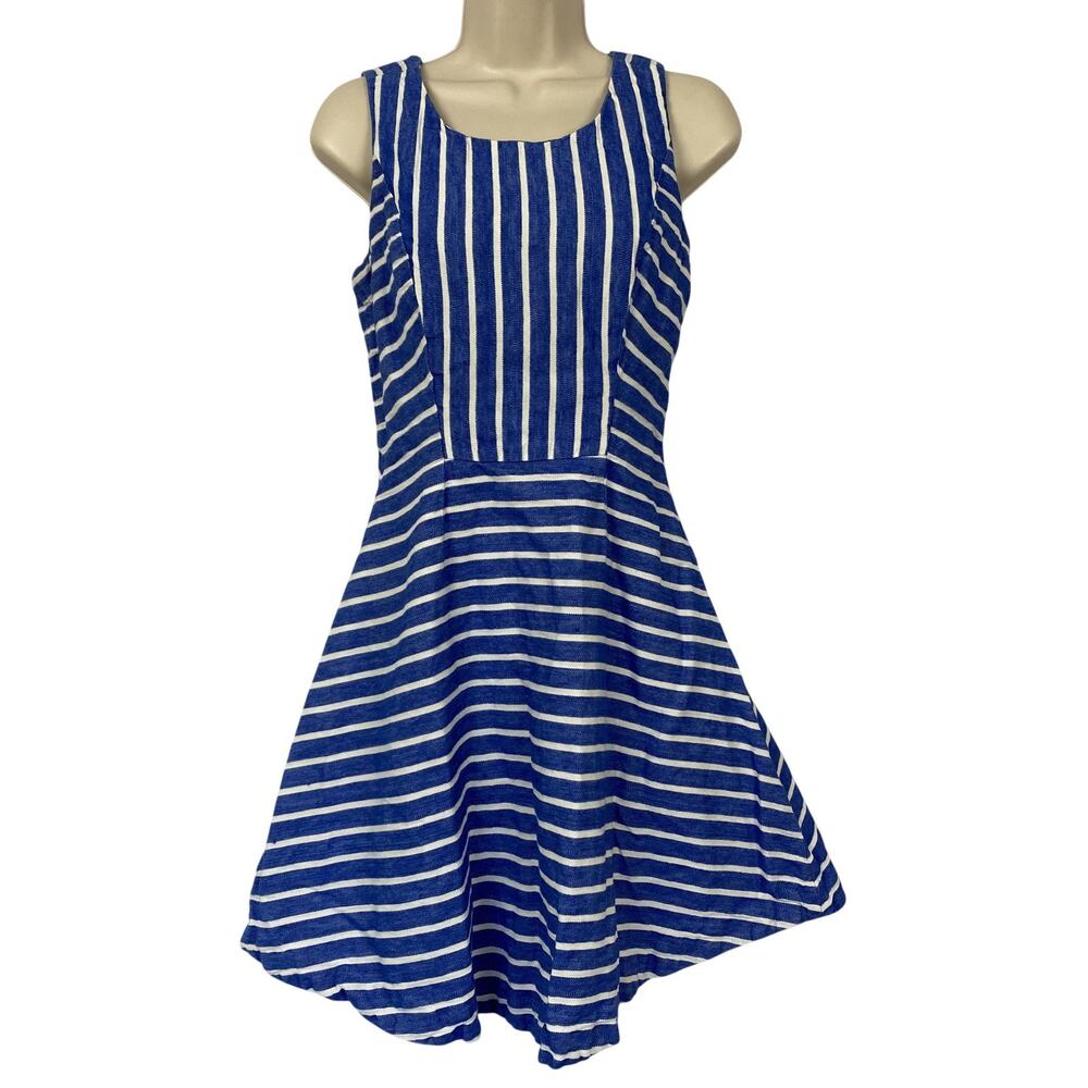 Vineyard Vines Dress Womens 4 Blue Striped Linen‎ Fit & Flare Sundress Nautical